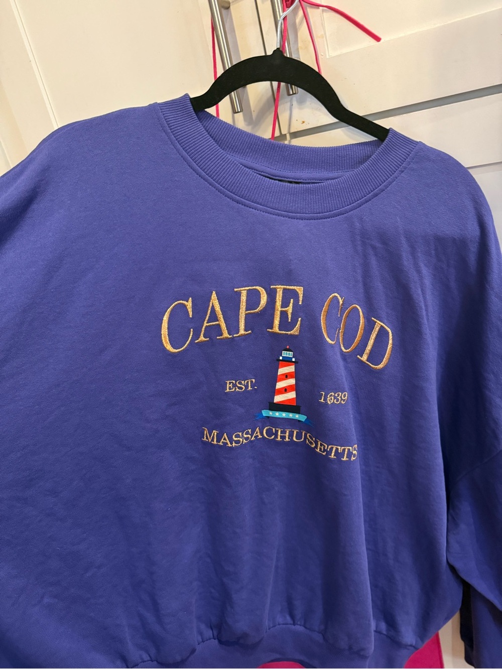 NWT Cape Cod Massachusetts Embroidered Crewneck Sweatshirt XXL Blue Oversized